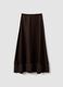 Long brown viscose-blend satin skirt_6