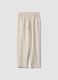 Beige regular-fit stretch cotton trousers with elasticated waist_4