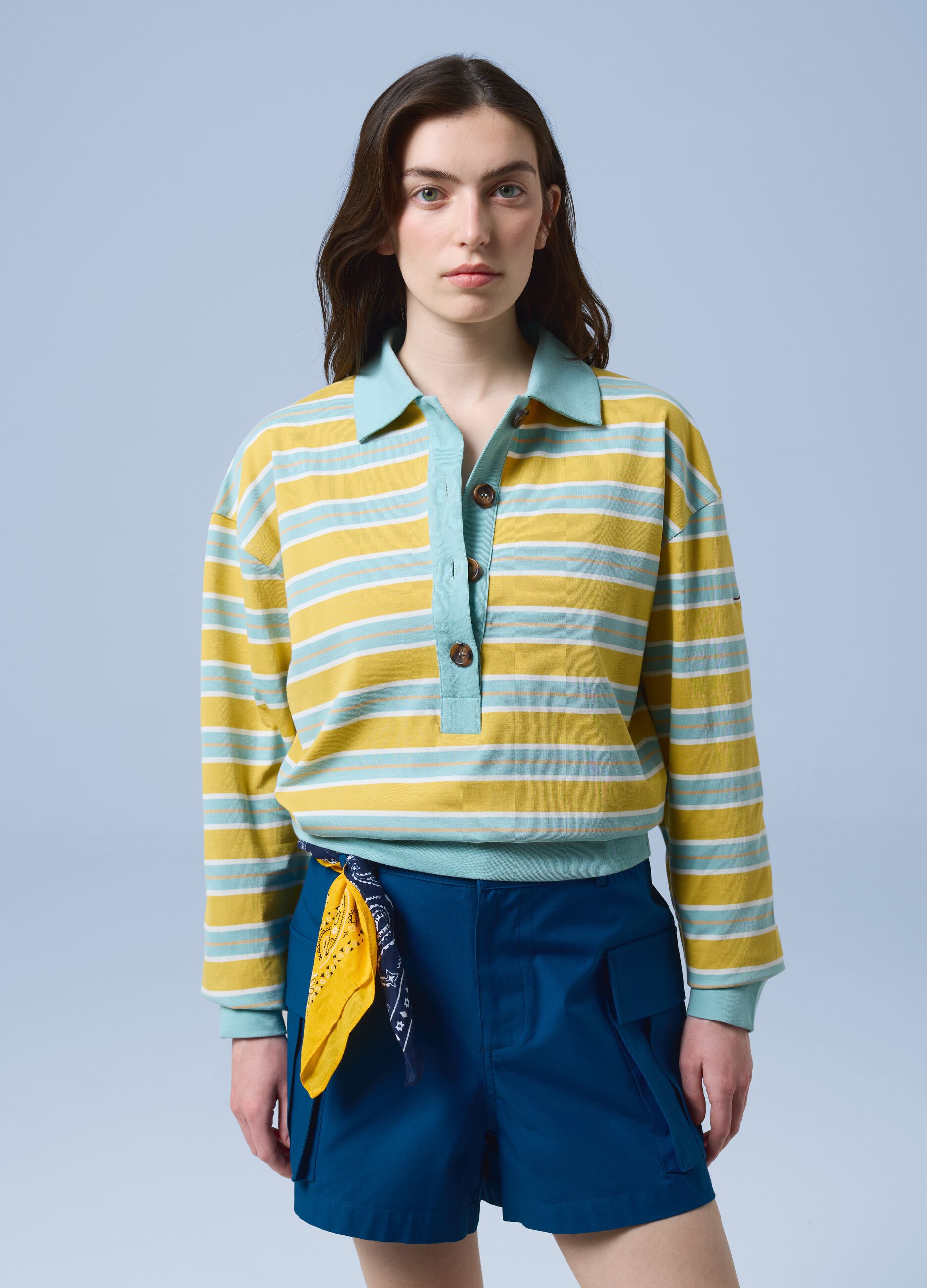ALTAVIA SAILING long-sleeve striped polo shirt in pure cotton