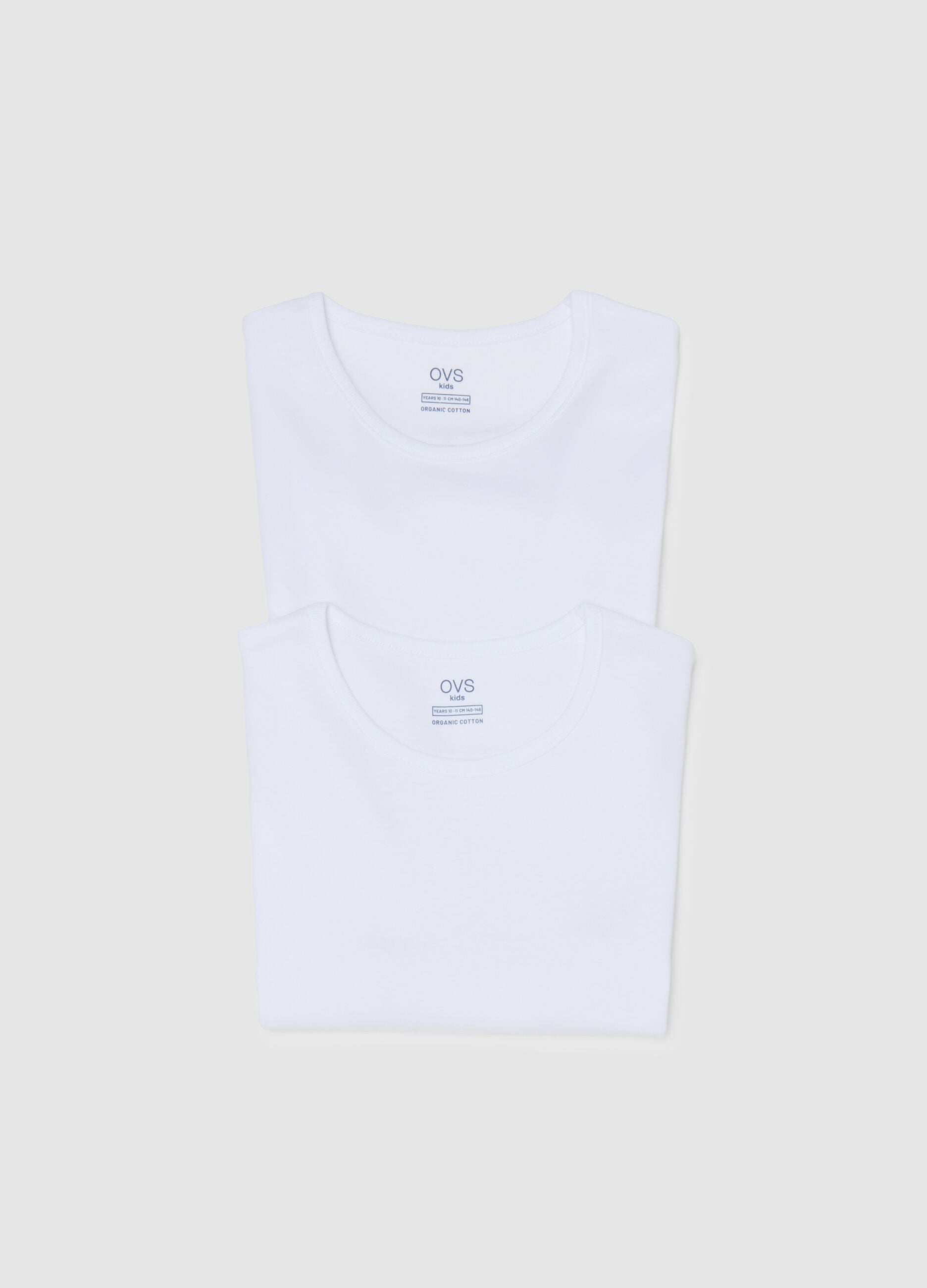 Twin pack of girls' white t-shirts in pure cotton regular fit