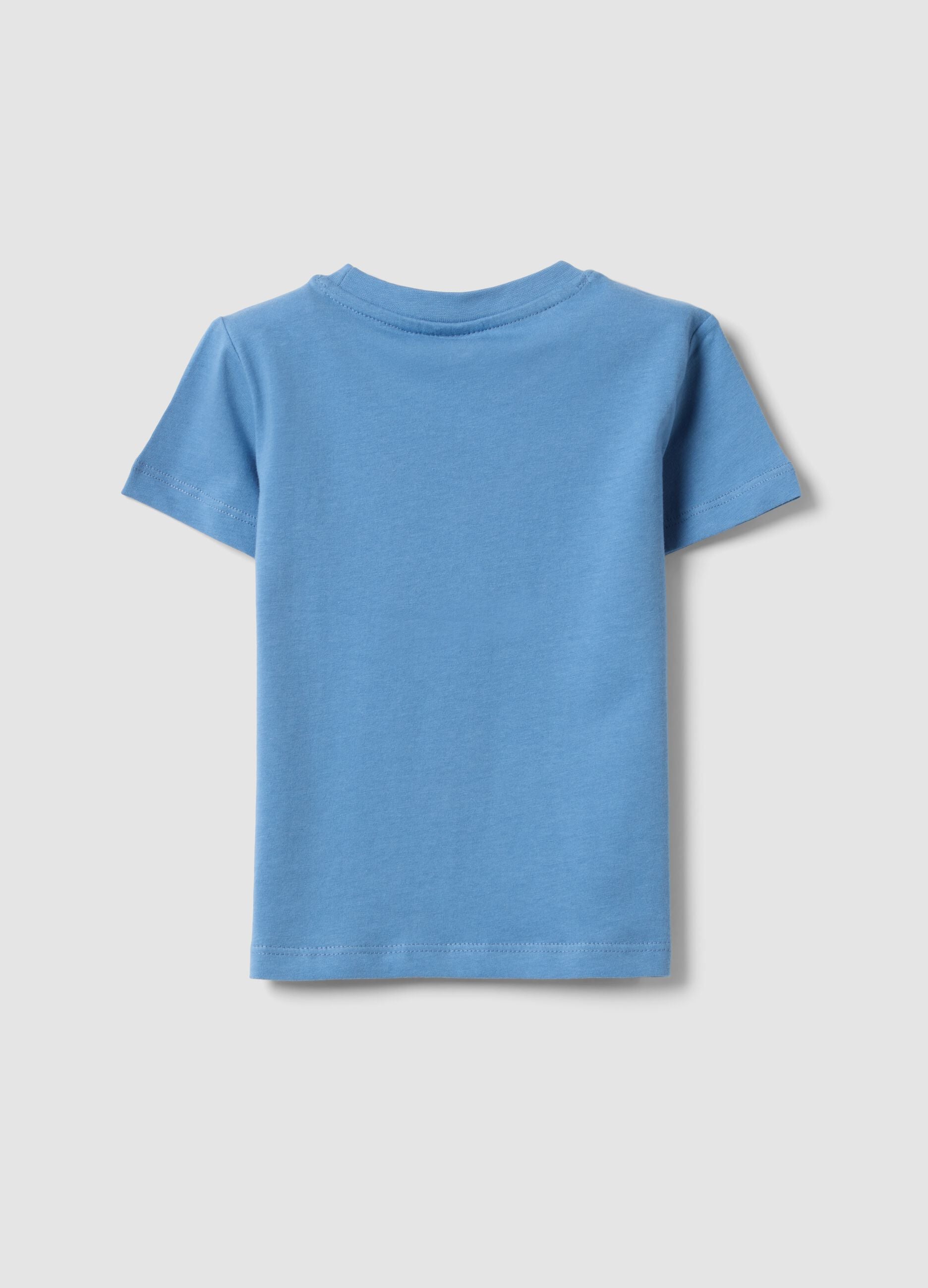 Blue pure cotton kid&rsquo;s T-shirt with regular fit and dog print