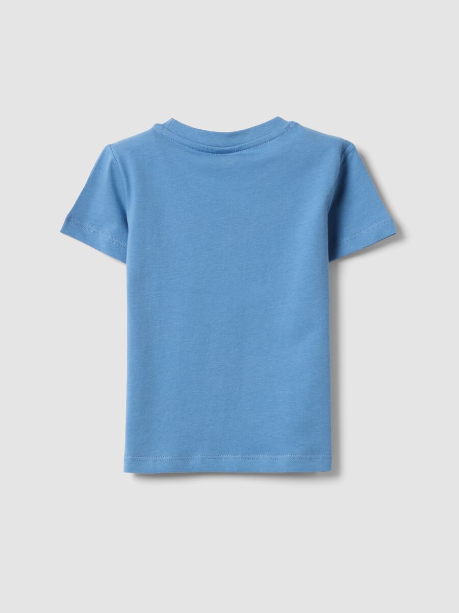 Blue pure cotton kid&rsquo;s T-shirt with regular fit and dog print_1