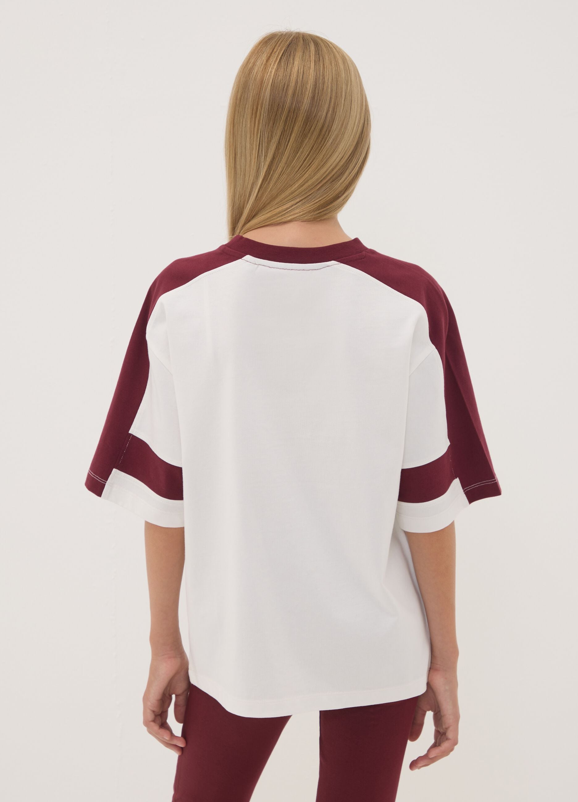 White pure cotton crew-neck T-shirt