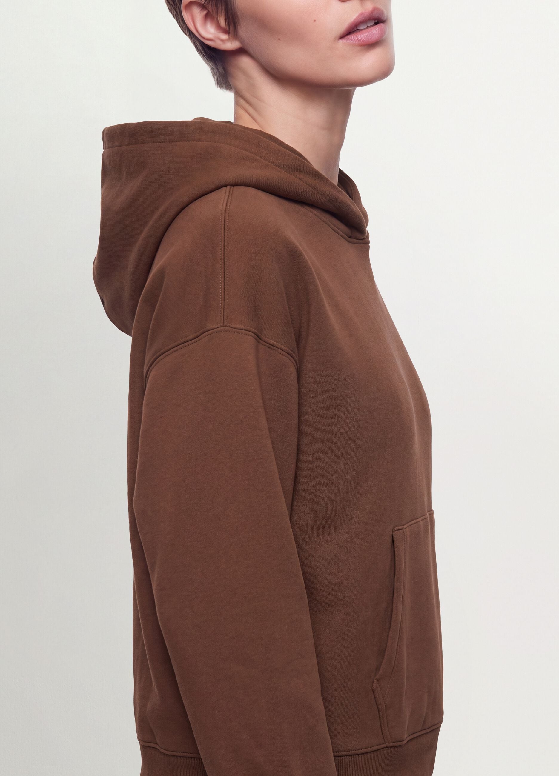 Brown cotton-blend hoodie with a regular fit