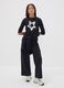 Black cotton culotte cargo trousers for girls_0