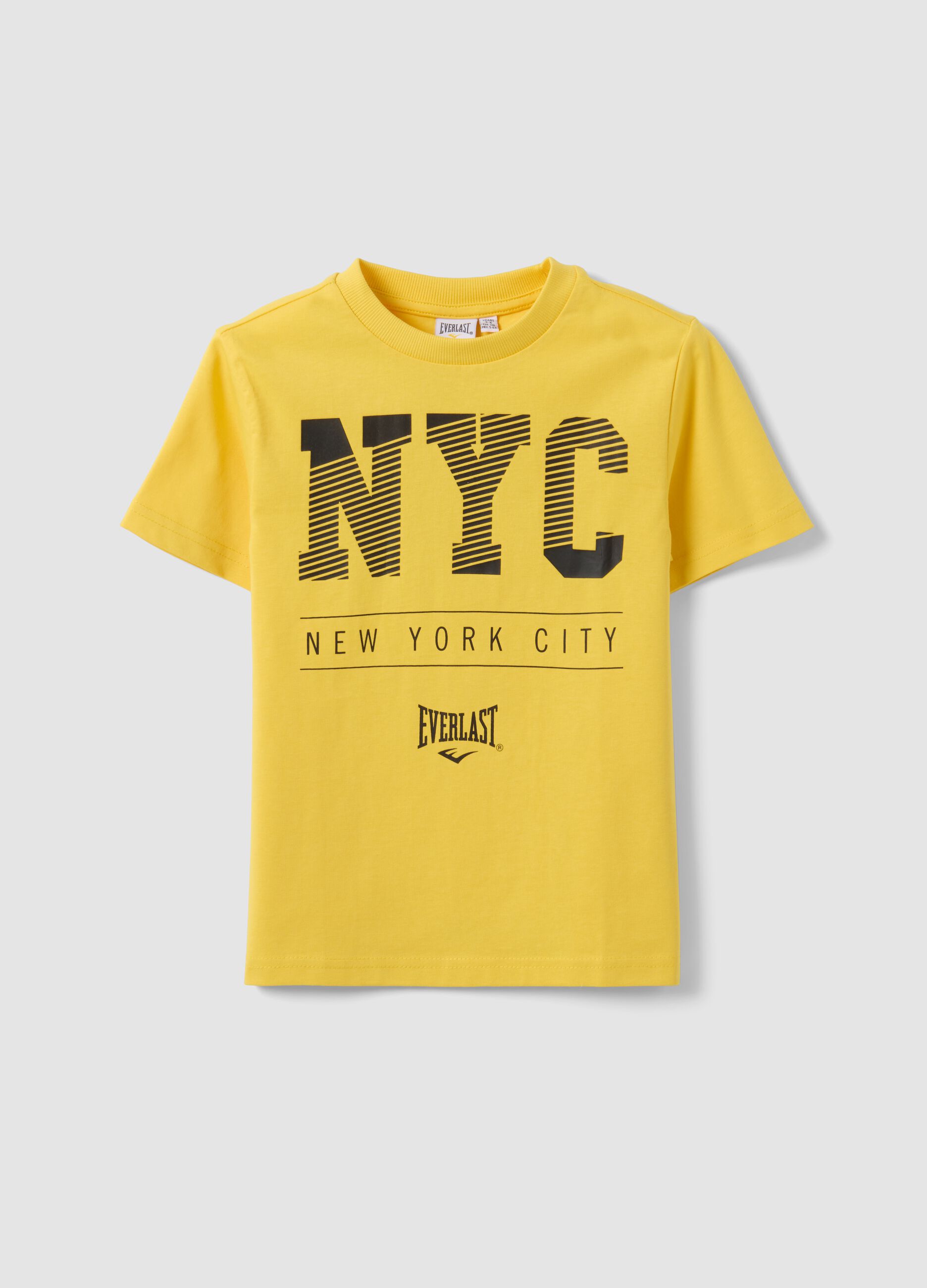 Yellow pure cotton boys&rsquo; T-shirt with NYC print