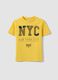Yellow pure cotton boys&rsquo; T-shirt with NYC print_0