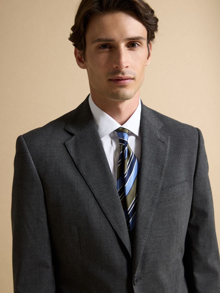 Blazer grigio in viscosa elasticizzata con rever classico slim fit_3