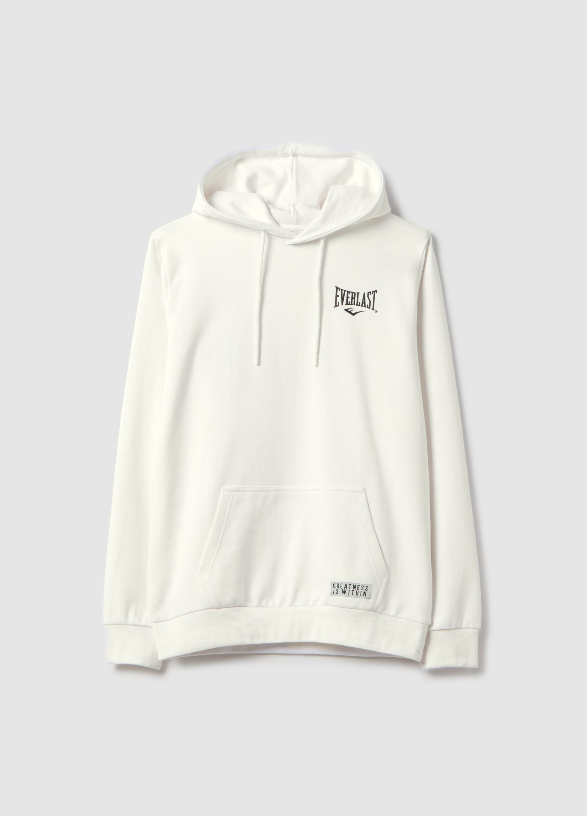 White regular fit cotton blend hoodie with Everlast logo
