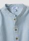 Blue striped pure cotton baby bodysuit with mandarin collar_2