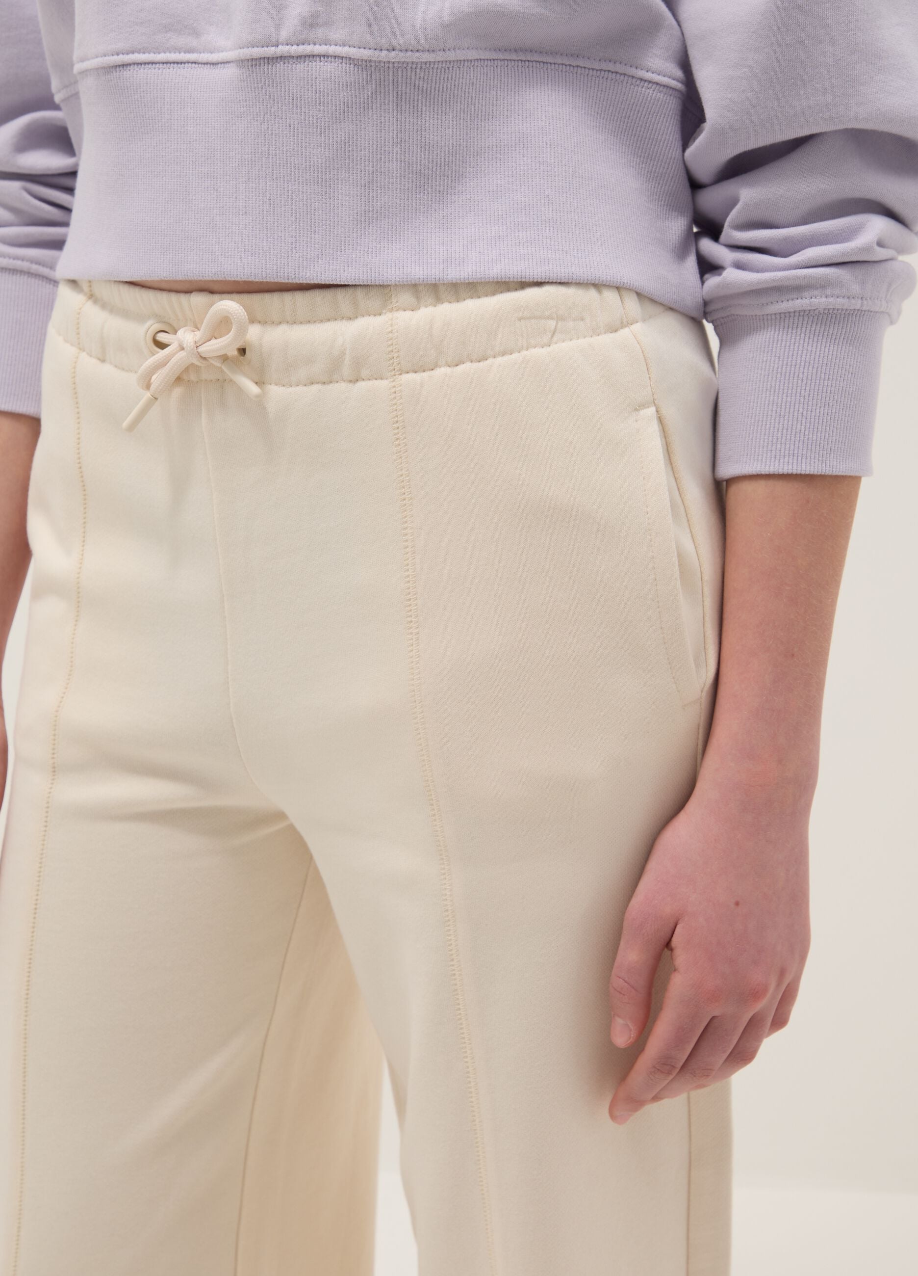 Girls' Beige Culotte Trousers in Pure Cotton