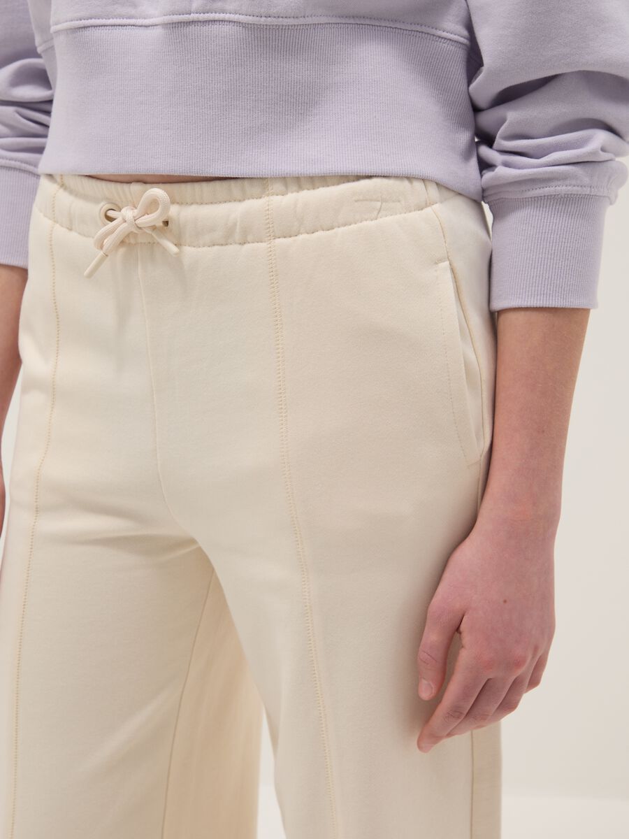 Girls' Beige Culotte Trousers in Pure Cotton_2