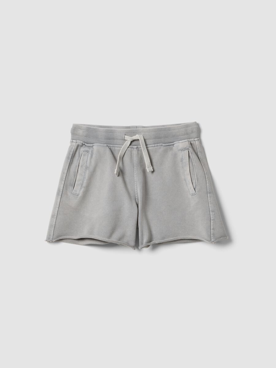 Short grigi in puro cotone con vita elasticizzata regular fit_3