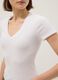 White regular fit deep V stretch cotton T-shirt_3