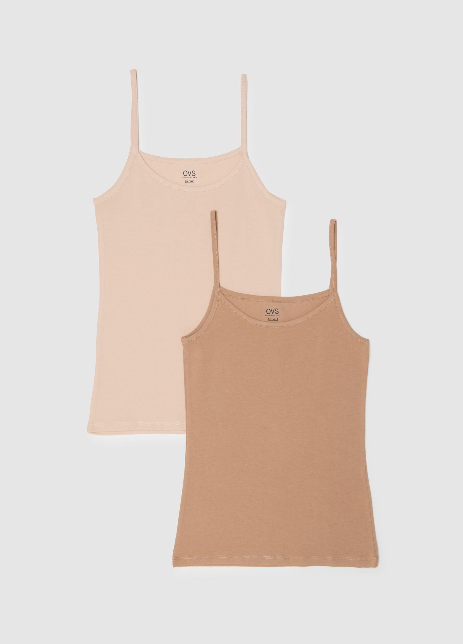 Twin-pack sleeveless vests in stretchy multicolour cotton regular fit