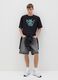 Men&rsquo;s black boxy-fit T-shirt in 100% cotton with Surf Beach Bar print_1