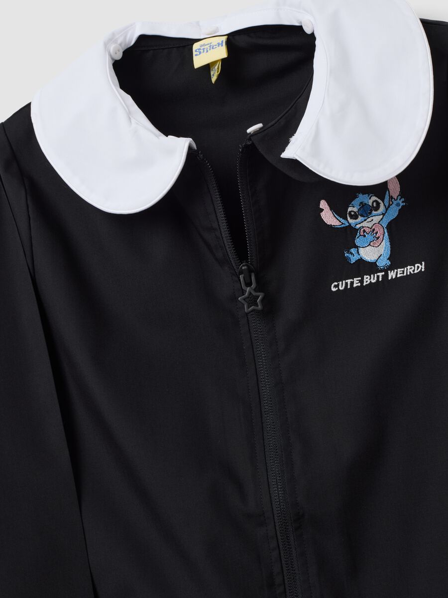 Black girls&rsquo; school smock with white collar and Stitch embroidery_2