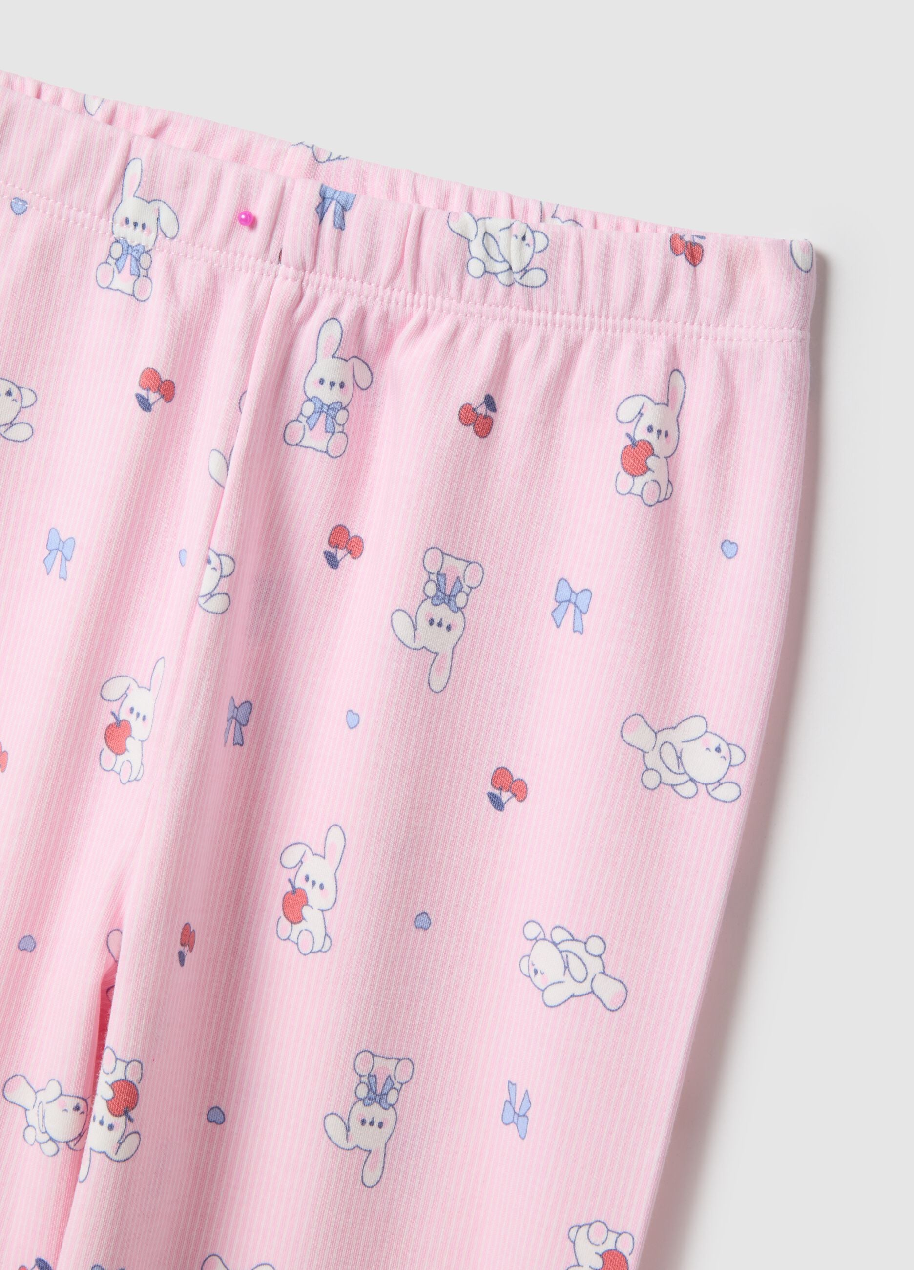 Pink pure cotton girl's pyjamas, regular fit with print