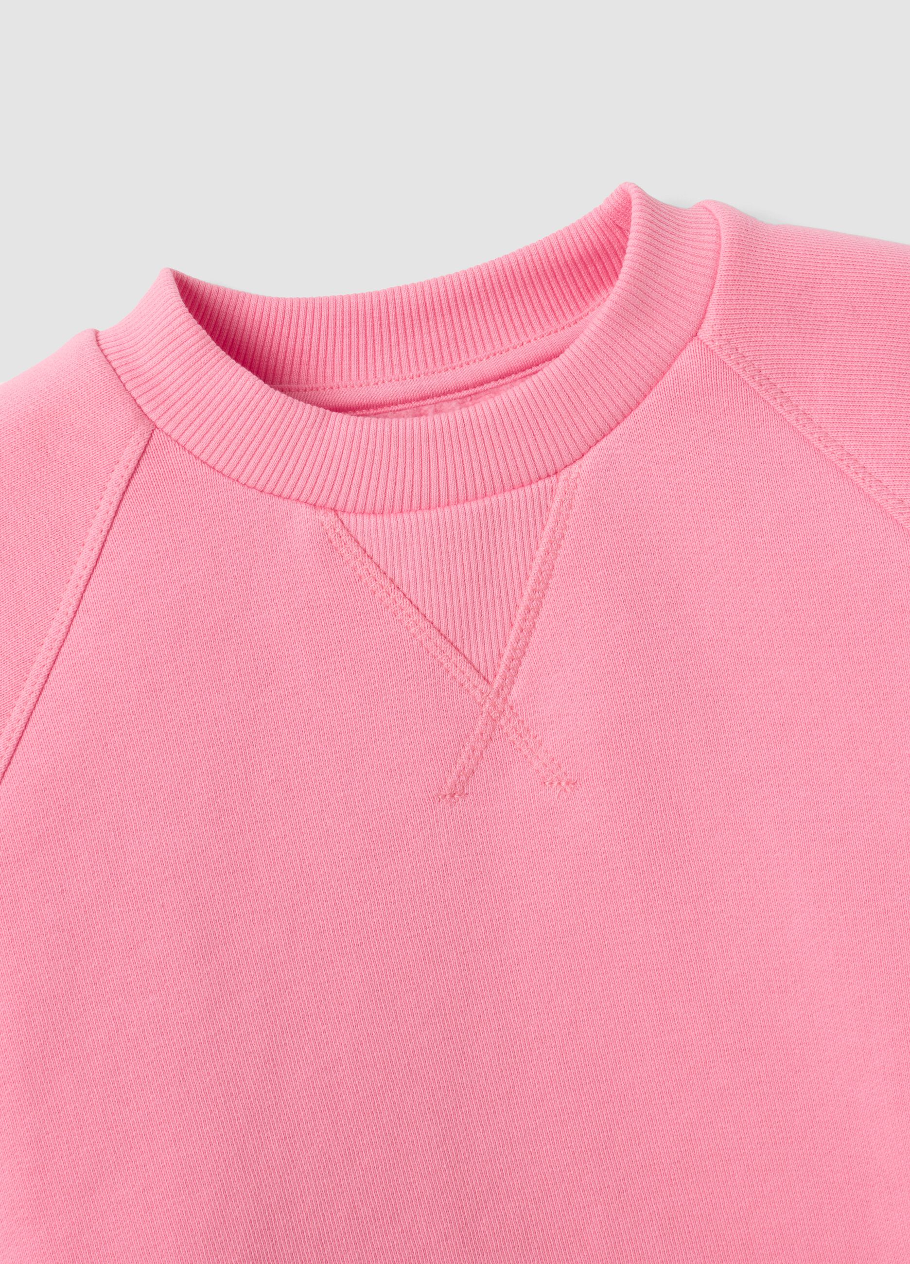 Pink cropped cotton-blend crew-neck sweatshirt, relaxed fit for girls