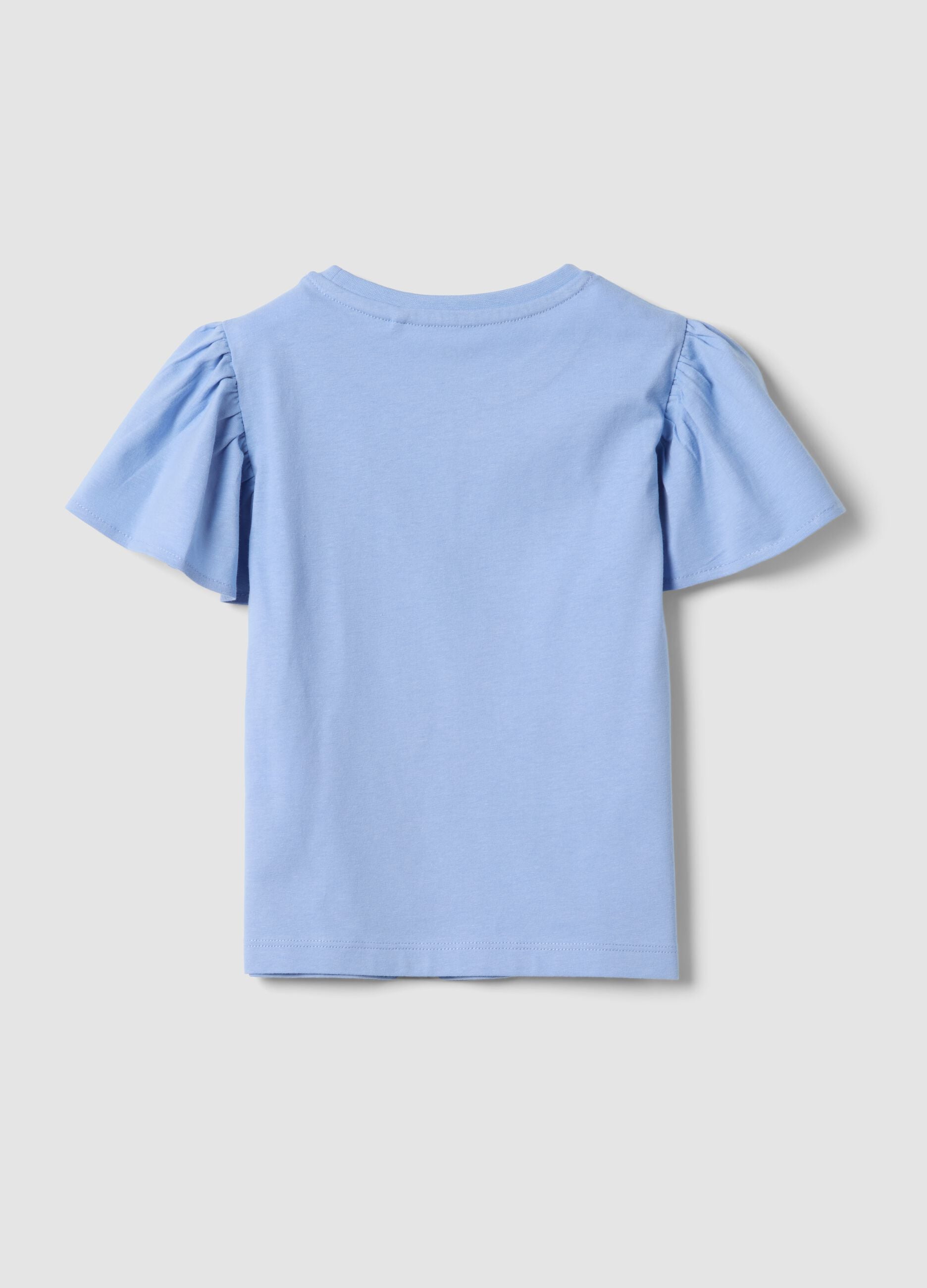 Girls&rsquo; light blue pure cotton regular-fit T-shirt with star