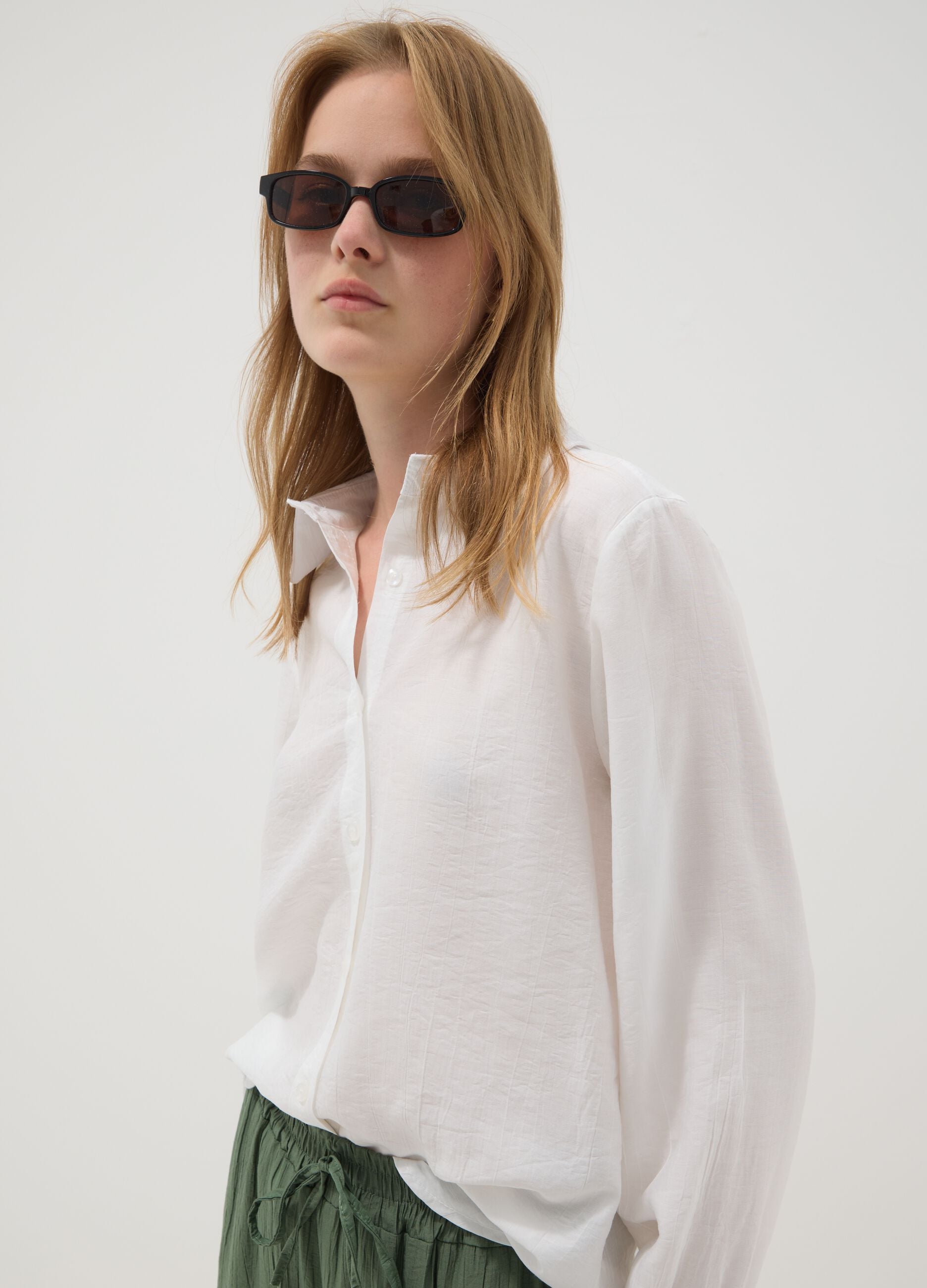 White viscose-blend shirt