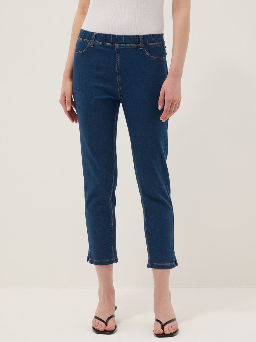 Blue skinny fit stretch denim blend jeans_1