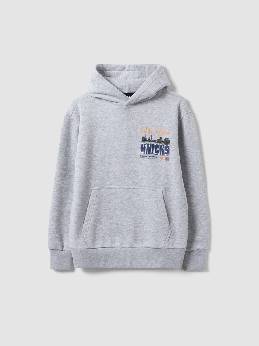 Grey cotton-blend hoodie with New York Knicks print_3
