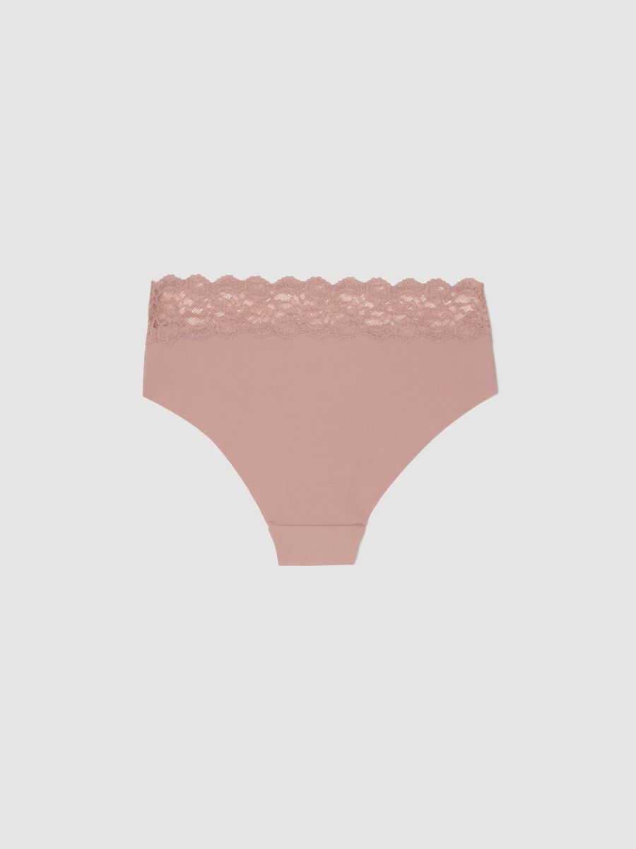 Pink stretch microfibre briefs with lace_5