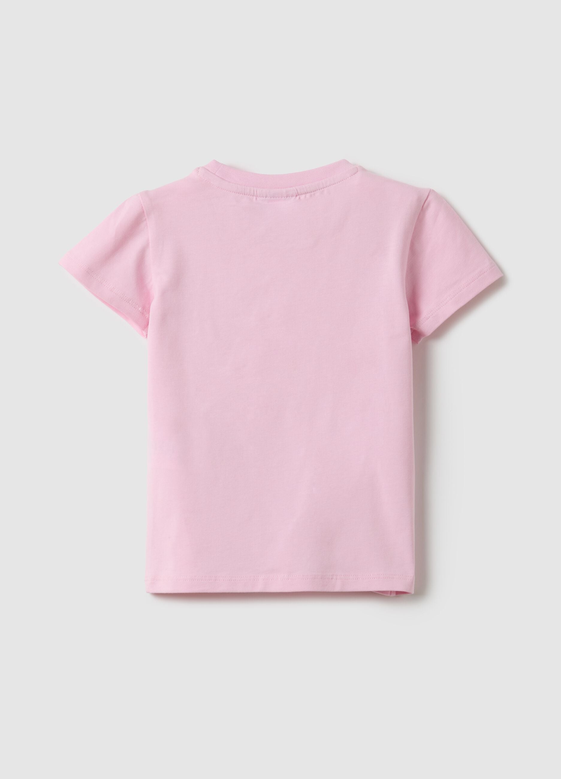 Pink girl&rsquo;s stretch cotton t-shirt with heart - regular fit