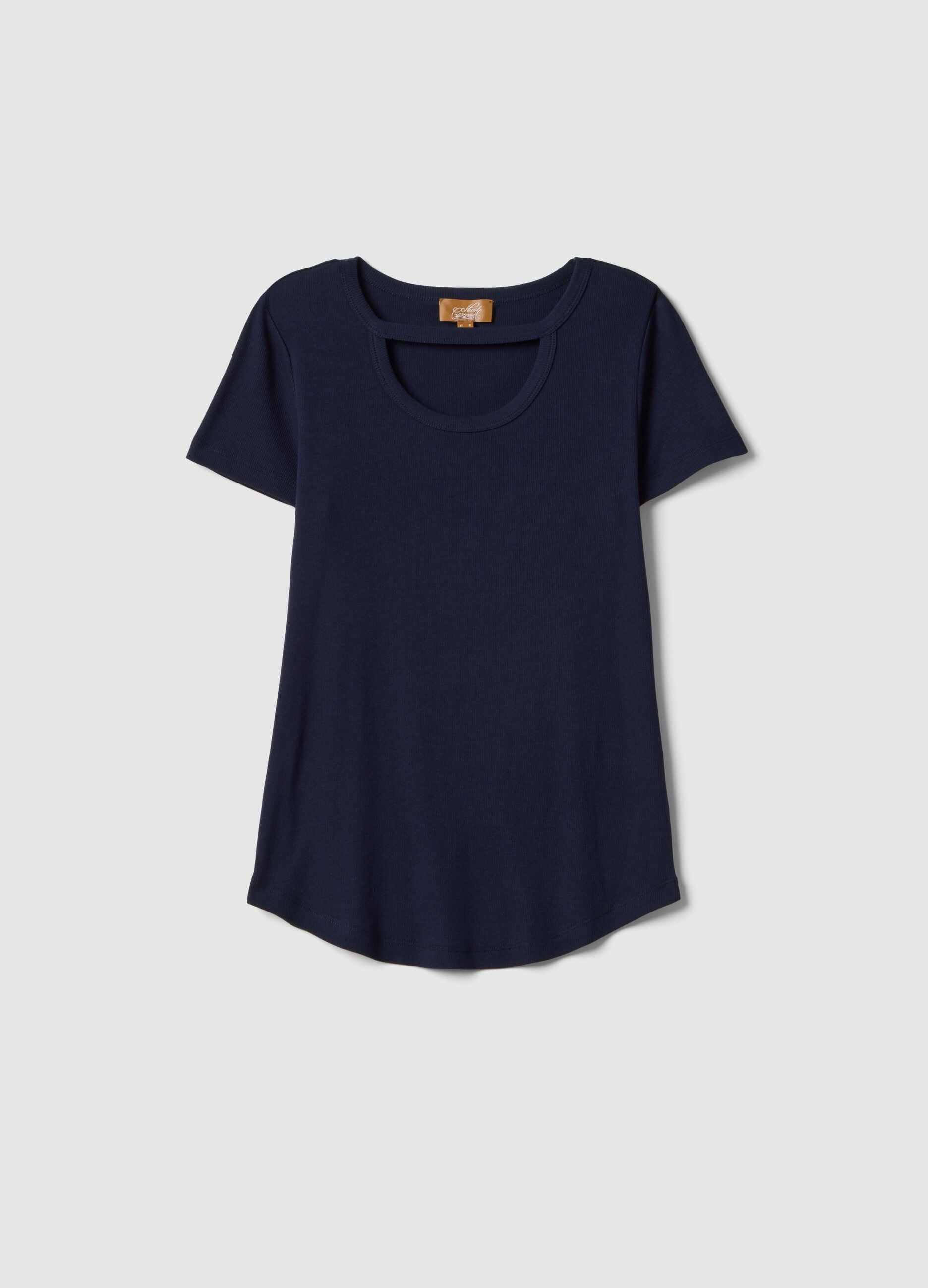 Blue maternity cotton and modal stretch T-shirt