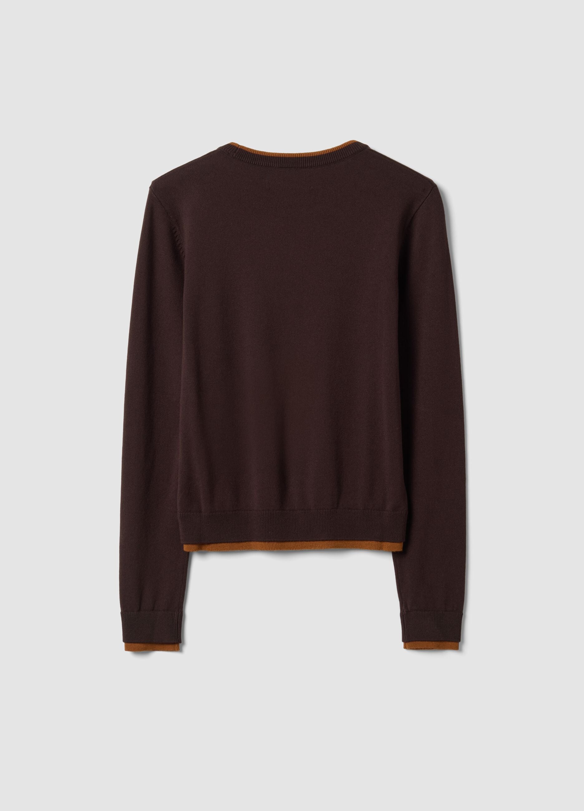 Brown long-sleeved viscose-blend jumper