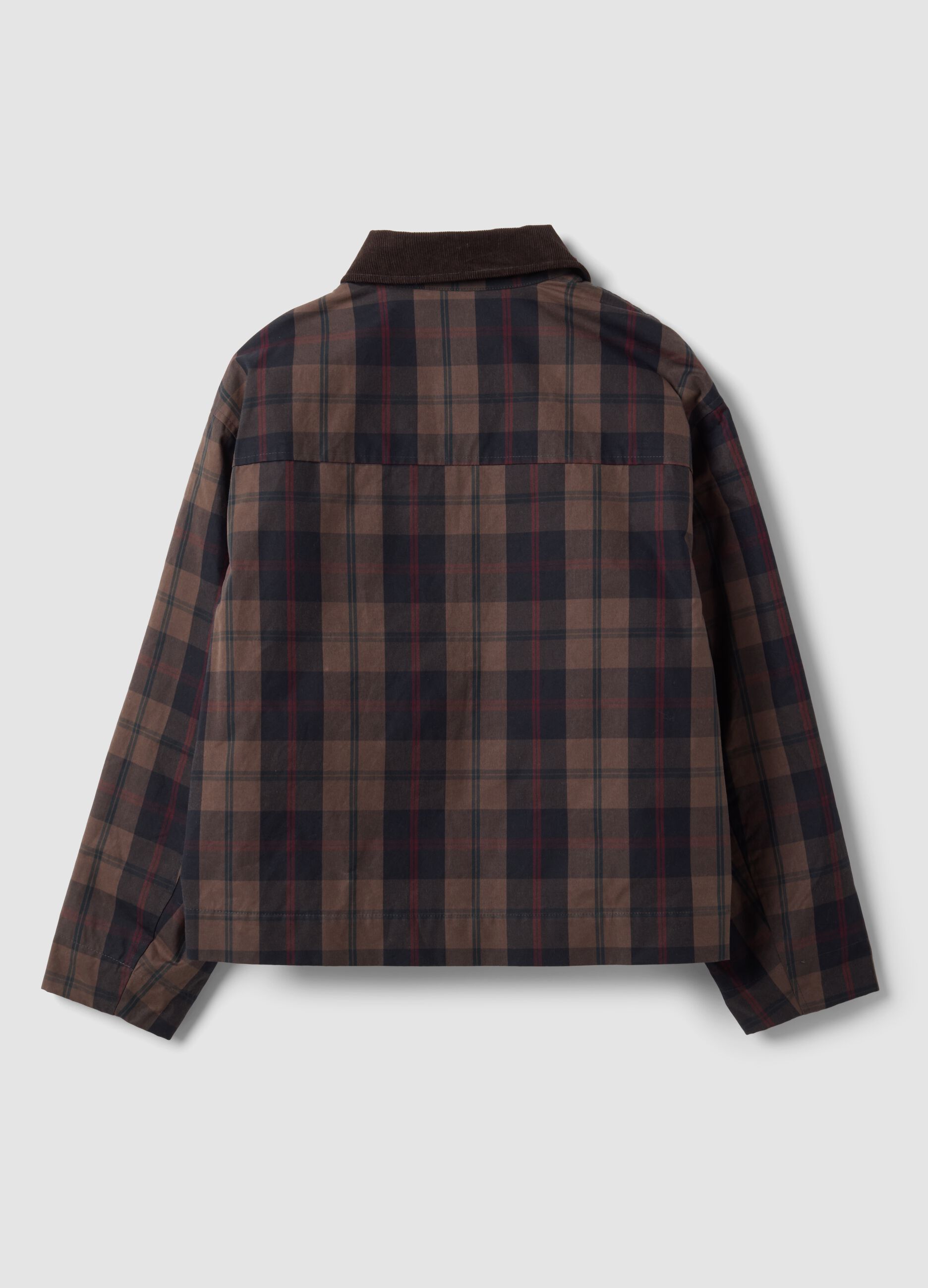 Brown checked padded pure cotton jacket