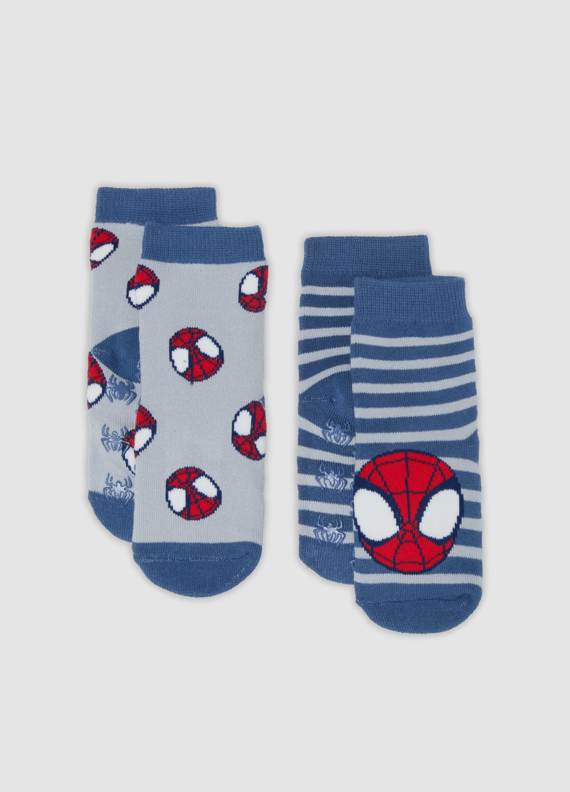 2-pack of blue organic cotton non-slip socks with MARVEL Spider-Man print