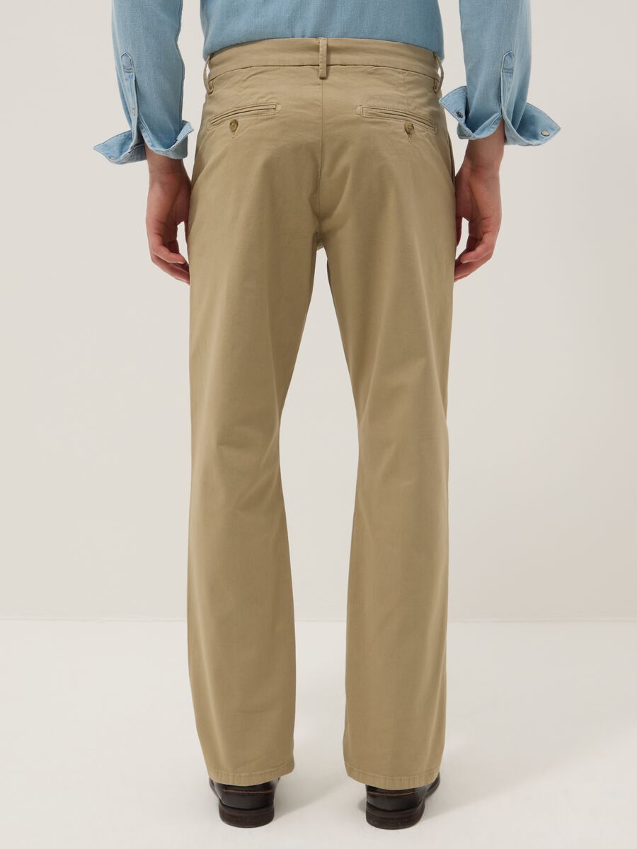 Beige stretch-cotton regular-fit chino trousers_2