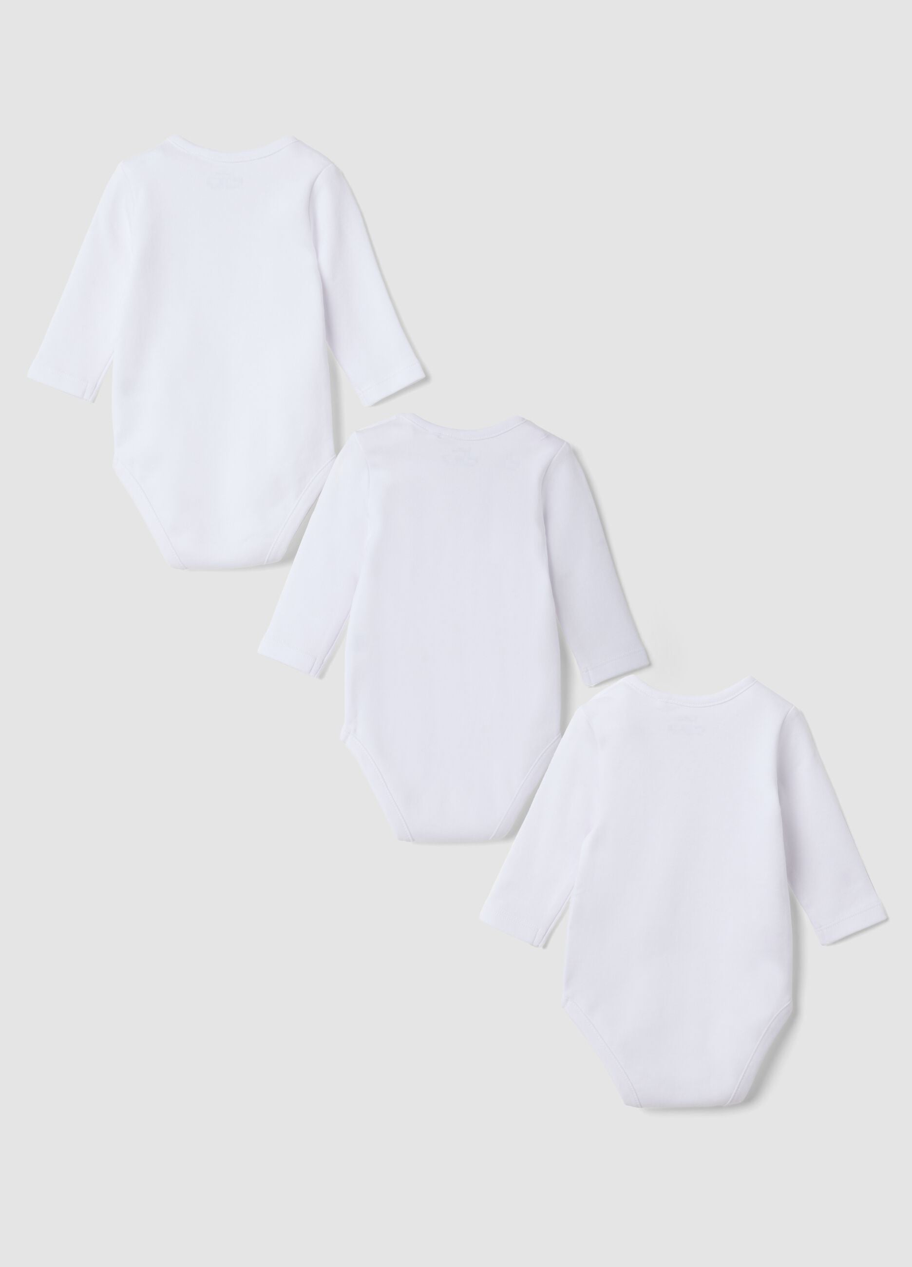 3-pack of white organic cotton crew-neck bodysuits