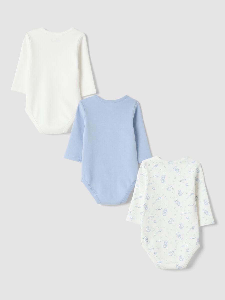 Multicolour three-pack organic cotton crew-neck bodysuits_1