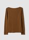 Brown slim-fit stretch viscose T-shirt_5