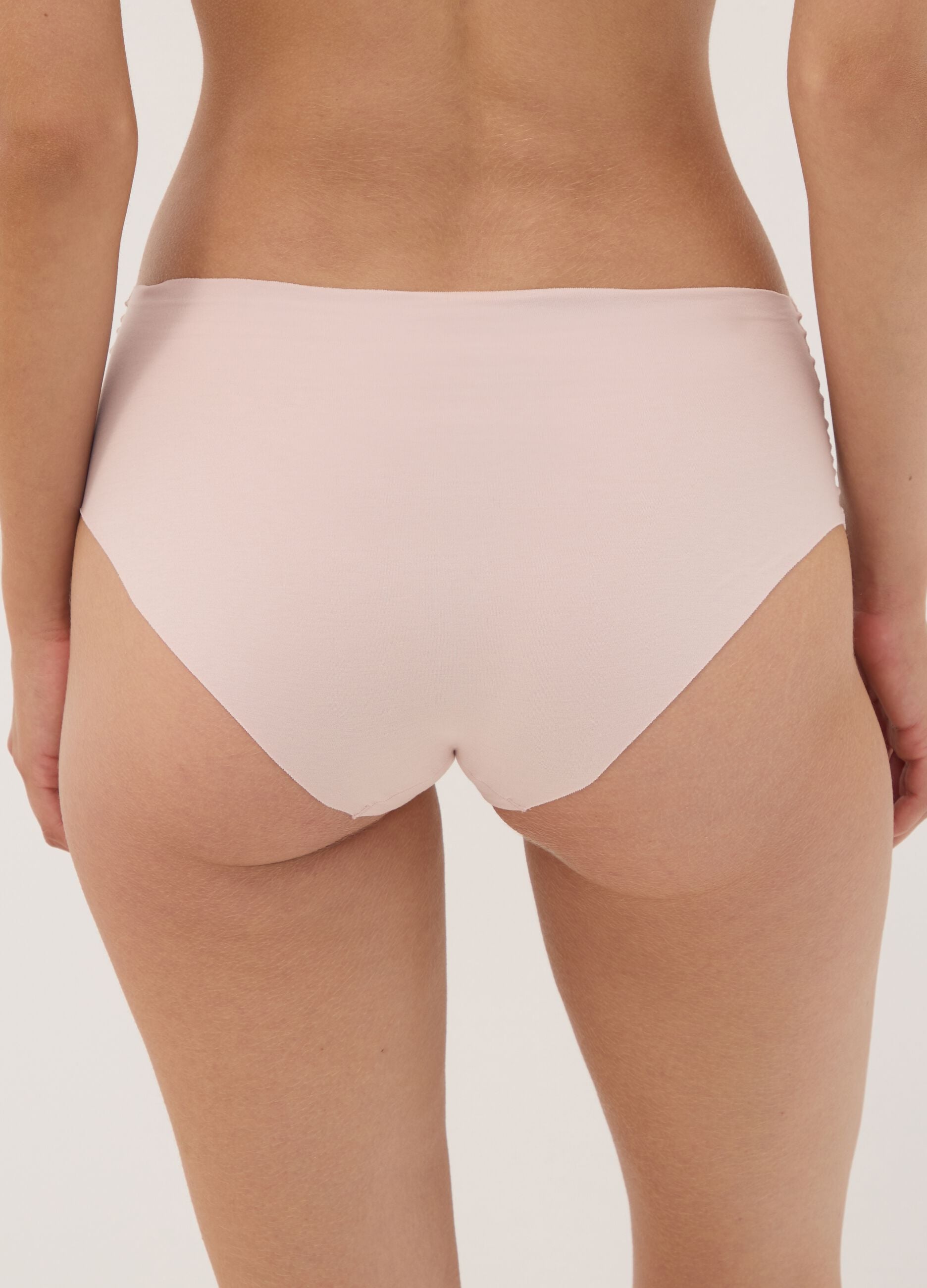 High-waisted pink briefs in stretch organic cotton