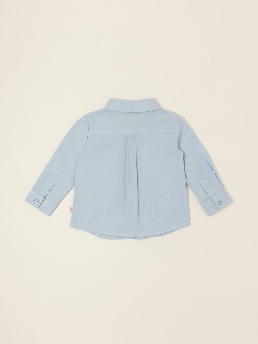 Camicia azzurra a maniche lunghe in puro cotone_2