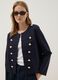 Blue cropped stretch cotton jacket with decorative buttons, regular fit_0
