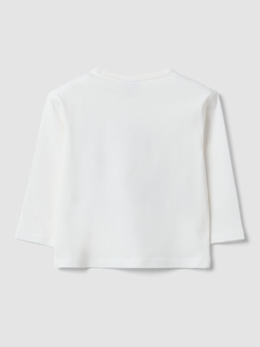 White organic cotton T-shirt with puppy print for boys_1
