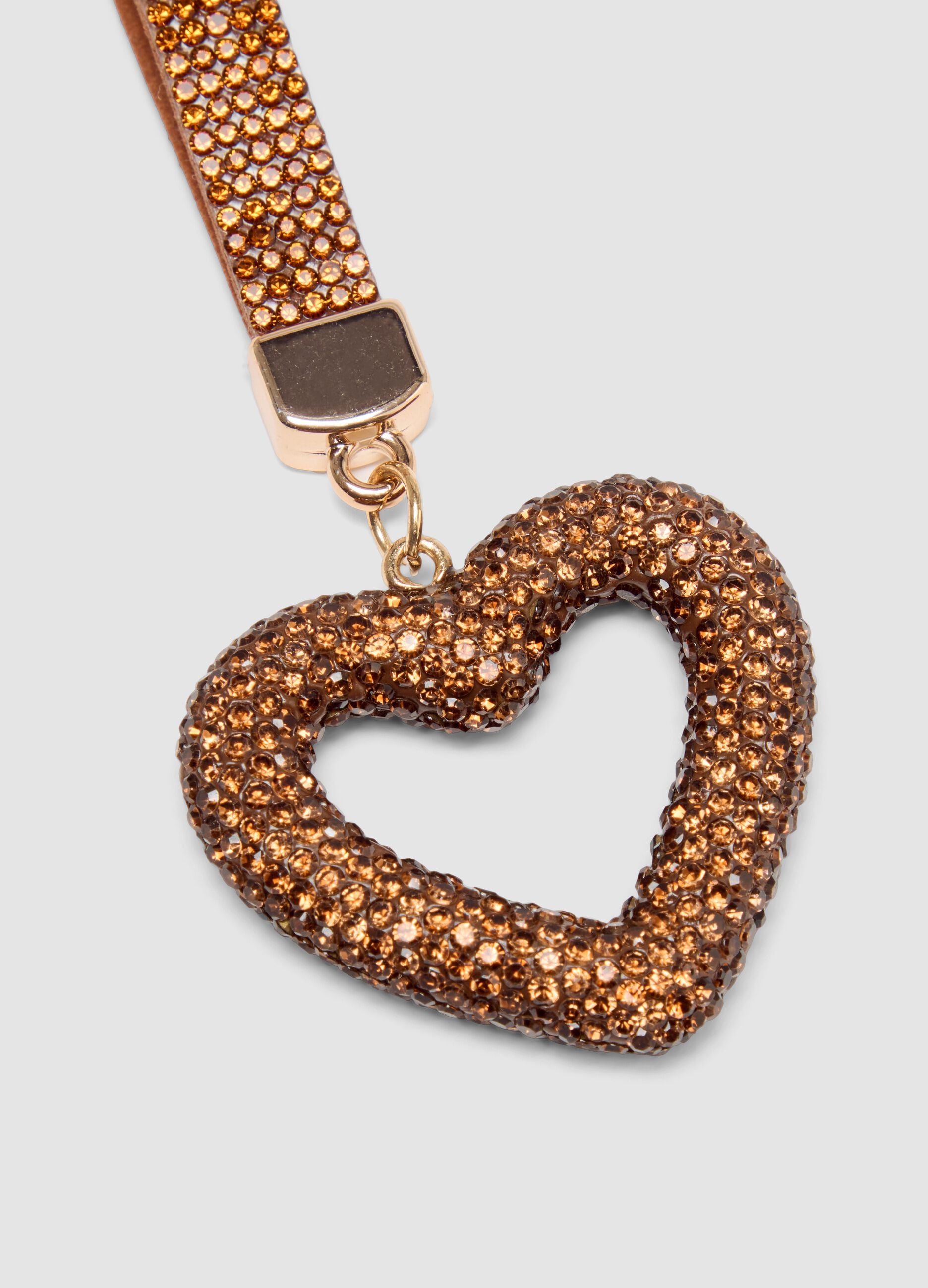 Portachiavi marrone con cuore decorato