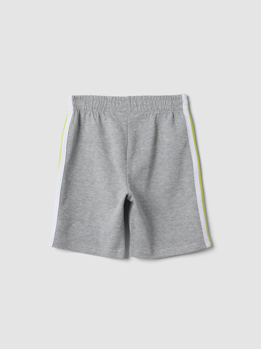 Grey pure cotton shorts with side stripes_1