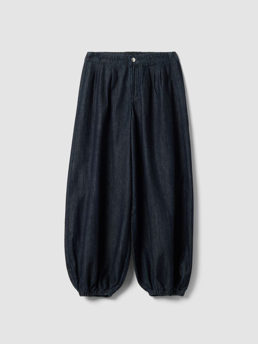 Jeans denim blu in puro cotone balloon fit_0