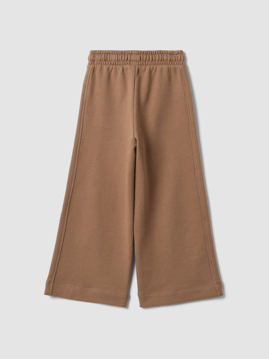 Brown culotte trousers in pure organic cotton for girls_1