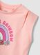 Pink pure cotton vest top with rainbow print_3