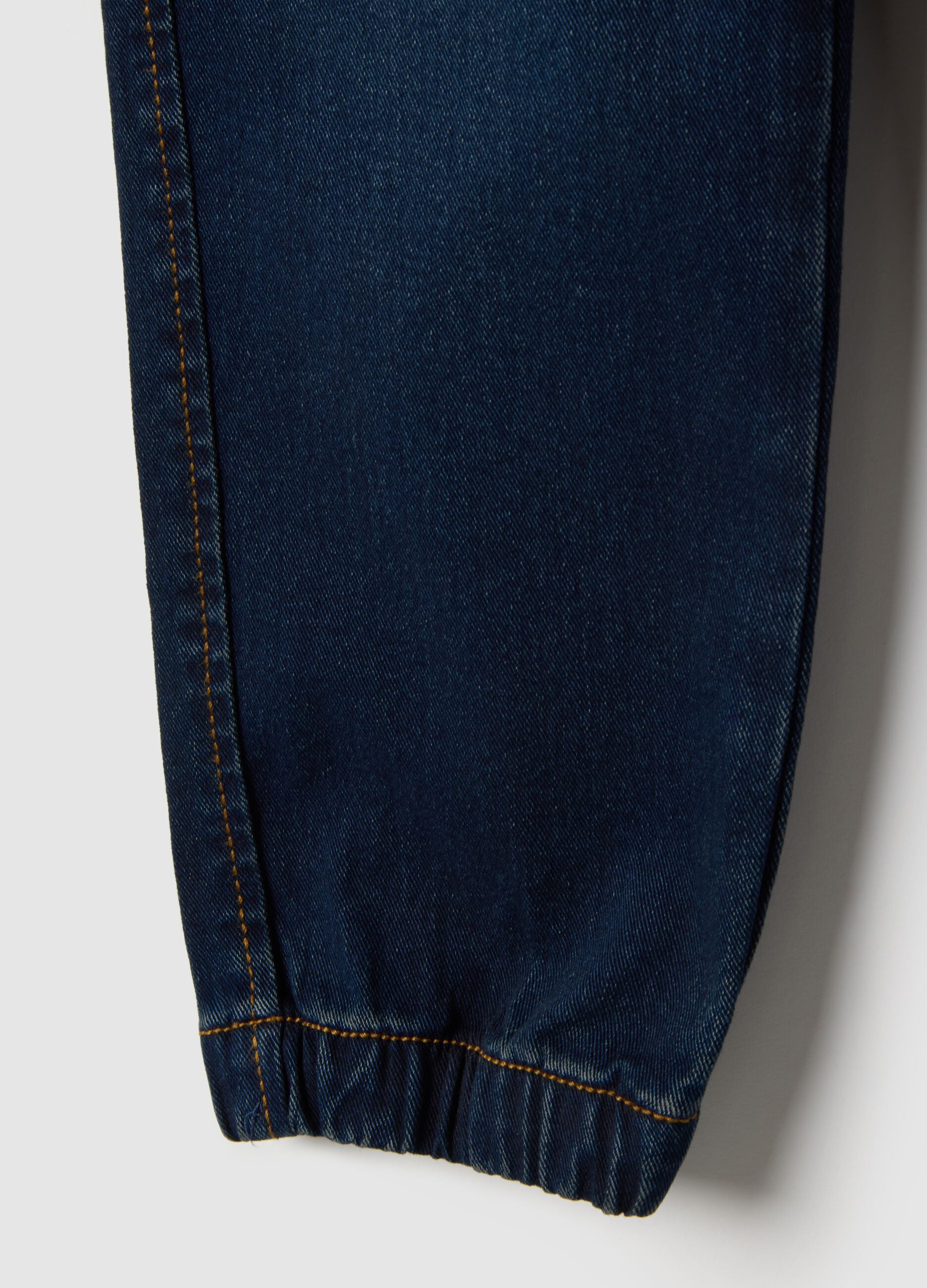 Blue cotton blend relaxed fit jogger jeans for boys
