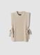Beige ribbed wool-blend gilet with side ties, regular fit_0