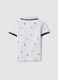 White stretch cotton polo with all-over boat print for boys, regular fit_1