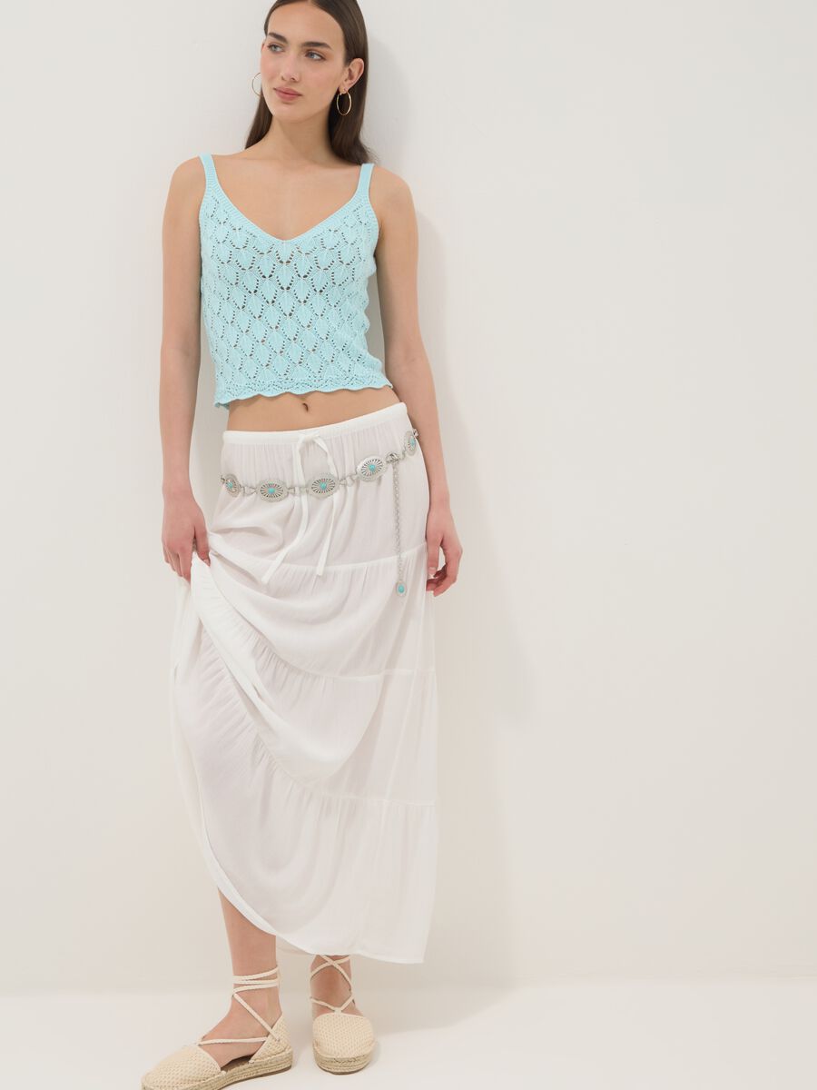 White maxi skirt in pure viscose_1